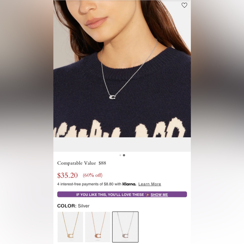 Coach Pave Signature Necklace